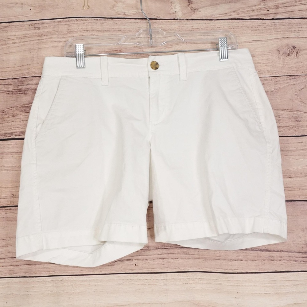 Old Navy Chino Shorts Womens Size 6 White Twill Stretch 34 Waist 6.5 Inseam